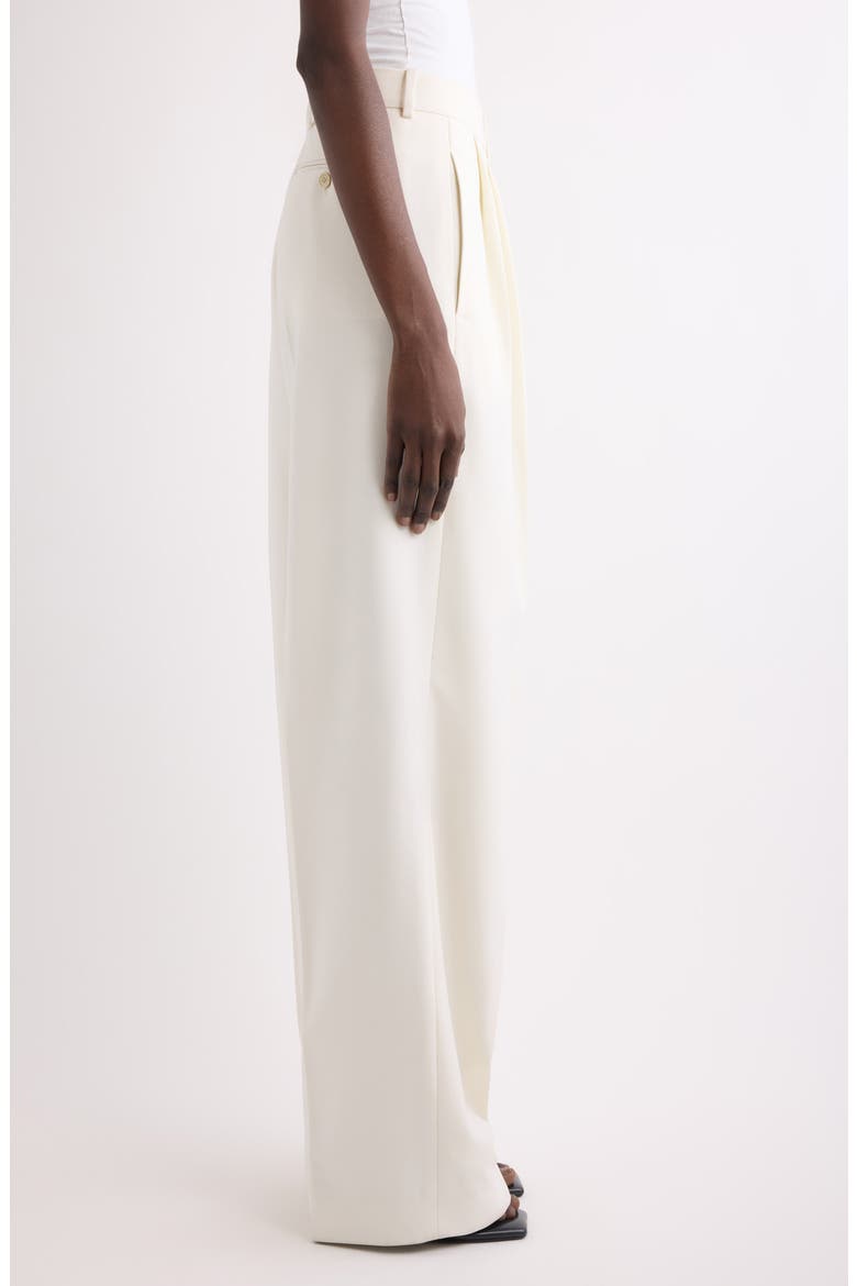 Double Pleat Wool & Mohair Wide Leg Pants, Alternate, color, WHITE