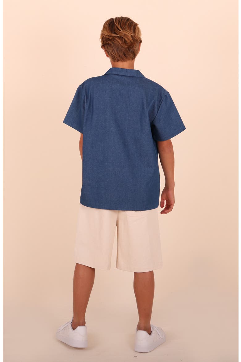 Kids' Denim Camp Shirt, Alternate, color, NAVY
