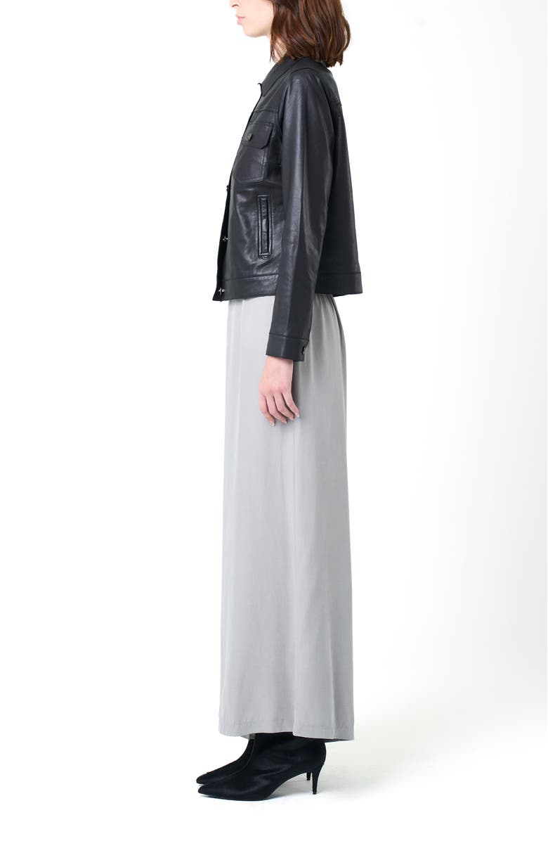 Velez Kalaha Leather Jacket Trucker Silhouette, Alternate, color, Black