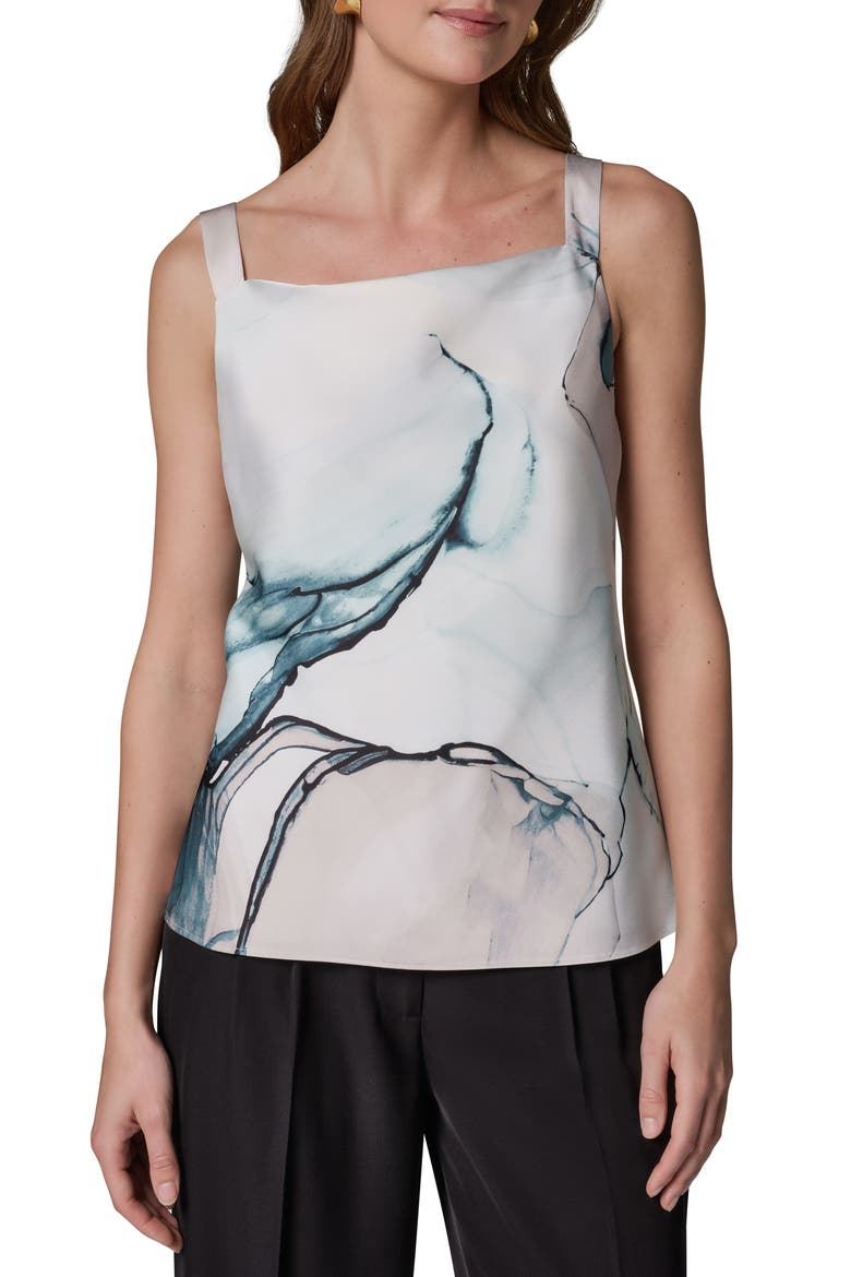 Cowl Neck Satin Tank, Main, color, DARK SKYLIGHT MULTI