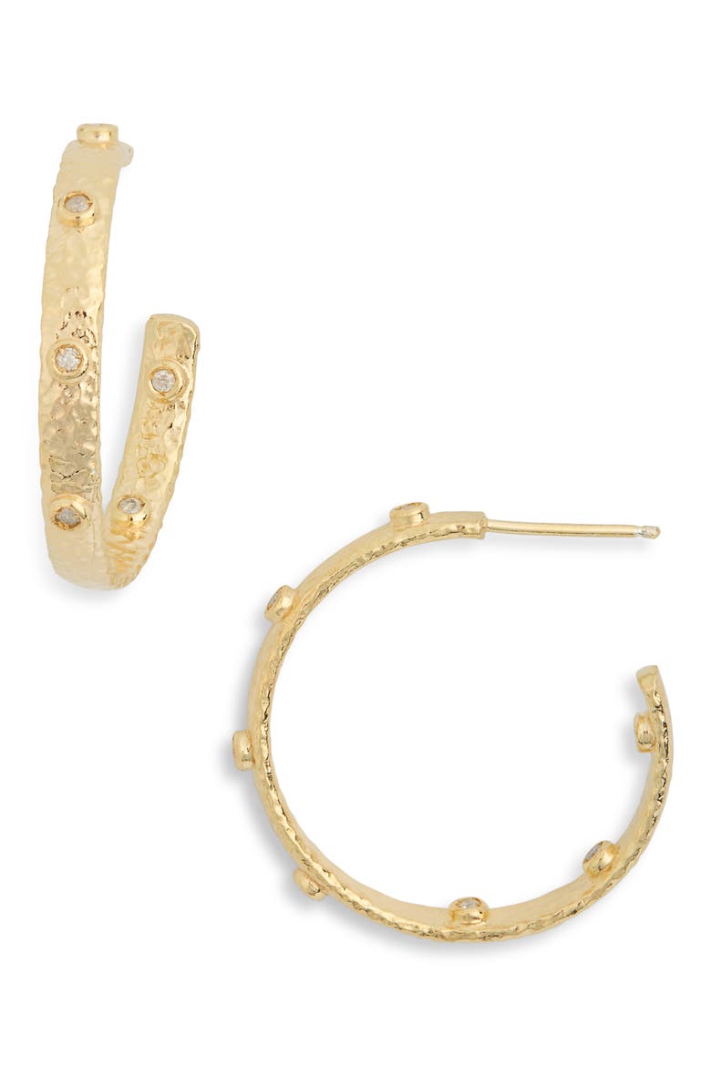 Diamond Hoop Earrings - 0.15ct., Main, color, YELLOW GOLD