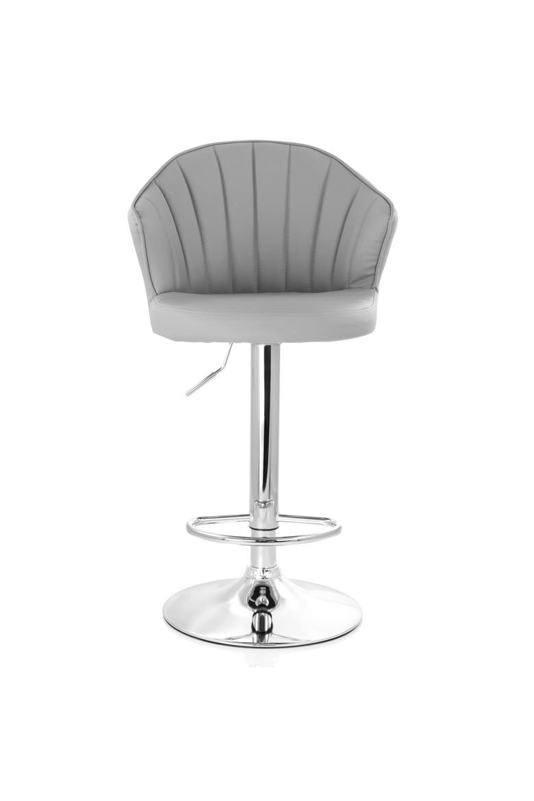 2 Piece Shell Back Faux Leather Adjustable Bar Stool, Alternate, color, Dark Gray