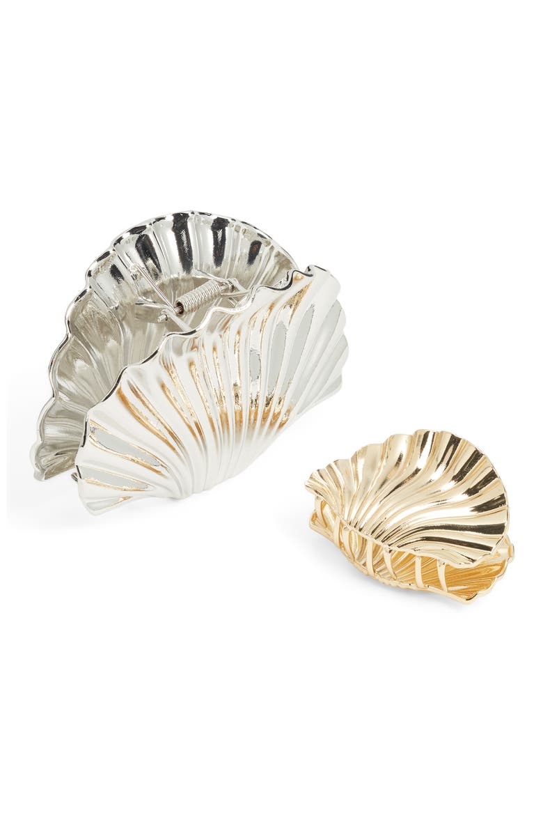 Assorted 2-Pack Shell Claw Clips, Alternate, color, GOLD- SILVER