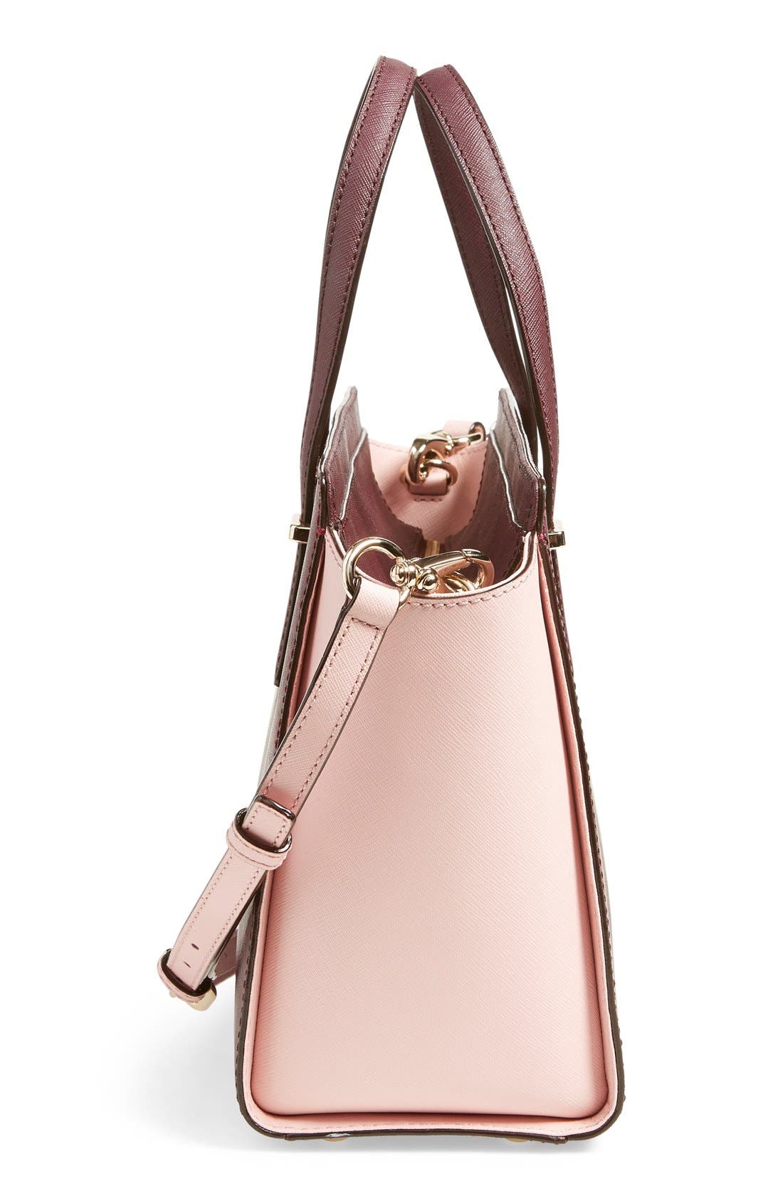 'cedar street - small hayden' leather satchel, Alternate, color, MULLED WINE/ ROSE JADE