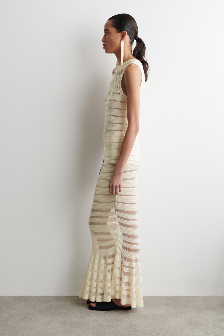 Ladder-stitch Knitted Midi Skirt, Alternate, color, CREAM