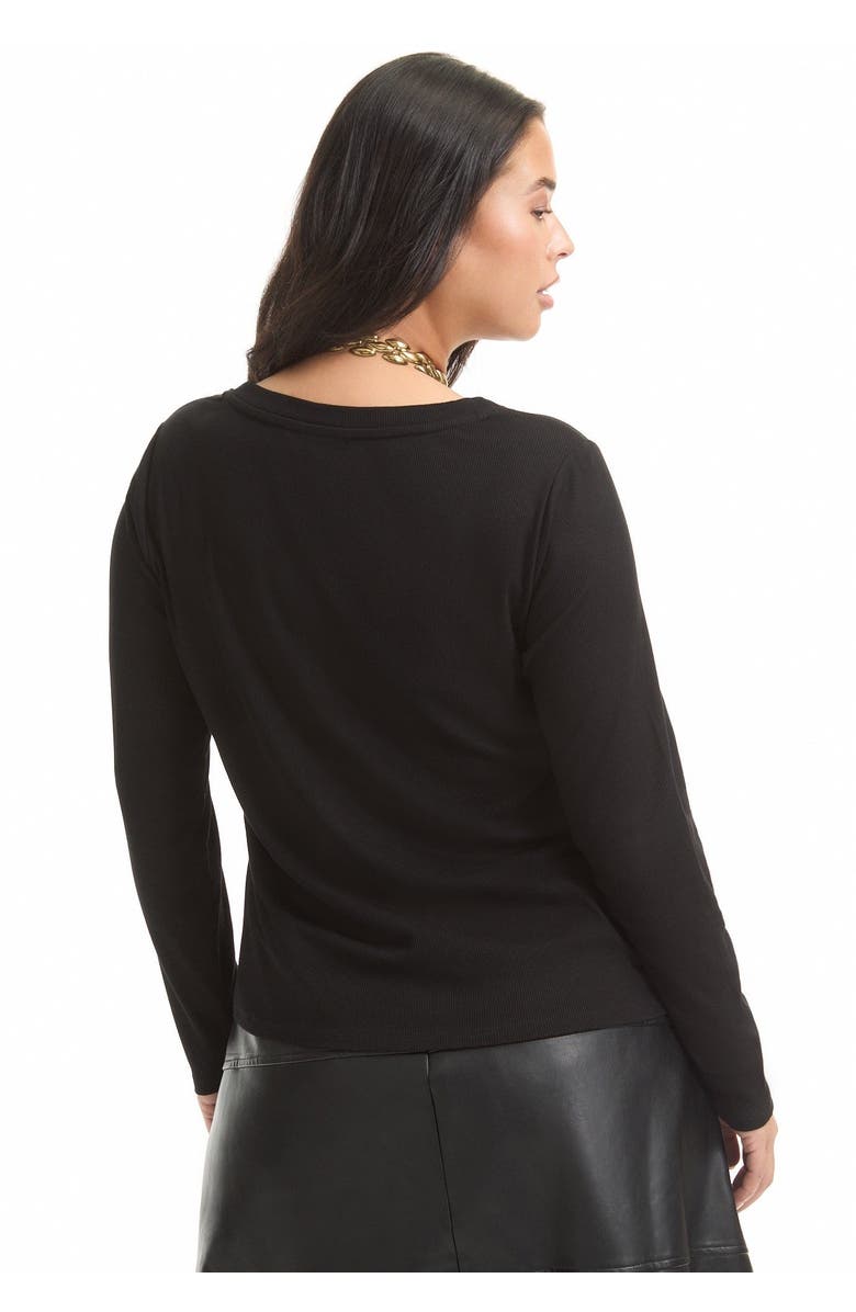 June + Vie Ribbed Long Sleeve Scoopneck Top, Alternate, color, Black