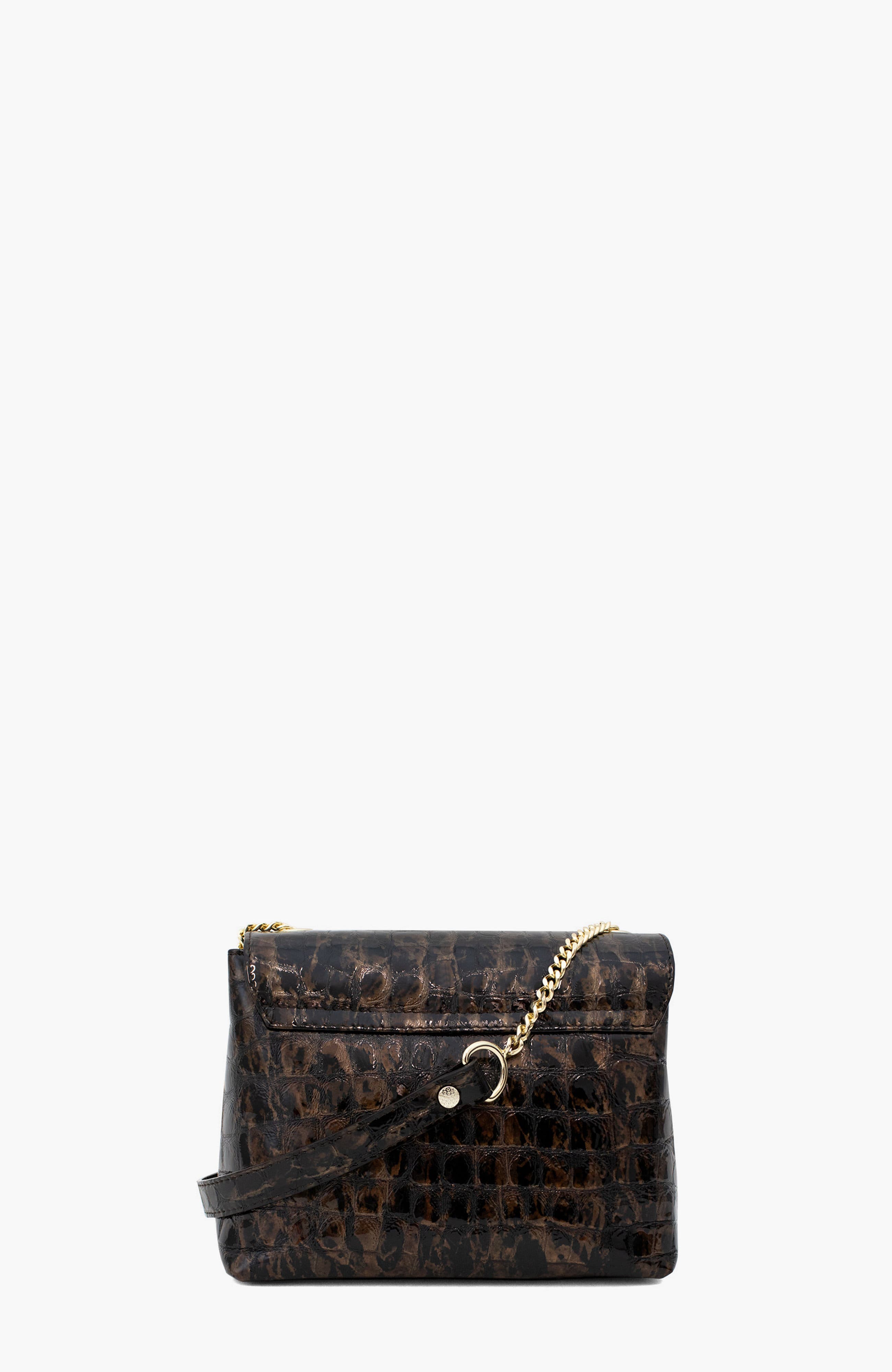 Gallop 536 Patent Leather Shoulder Bag, Alternate, color, Black / Brown