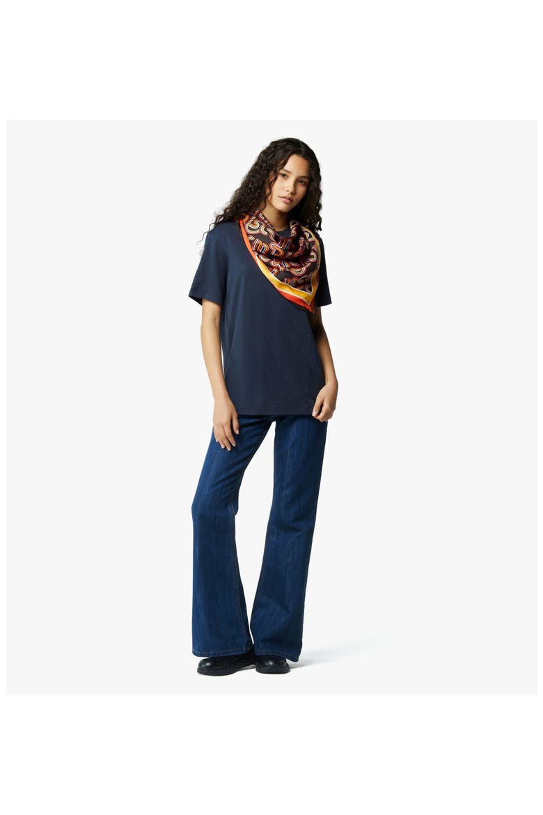 Disco Monogram Scarf in Organic Silk, Alternate, color, Cinnamon