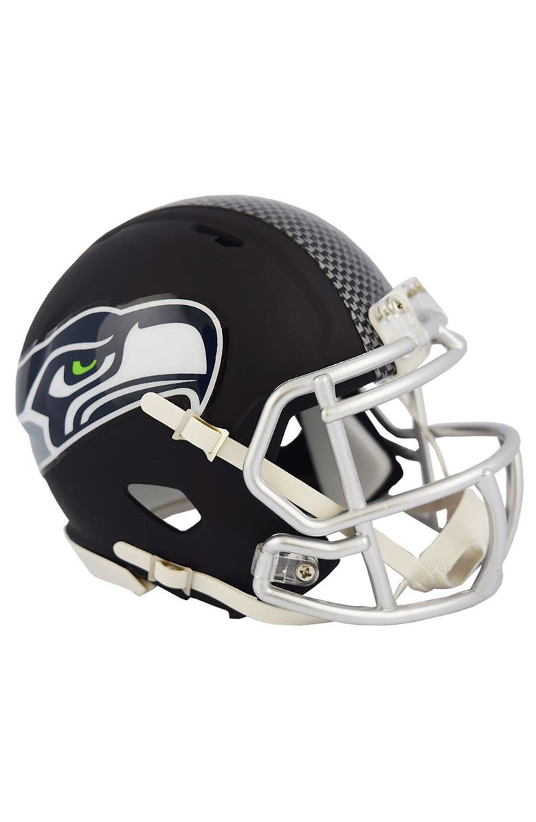 RIDDELL Seattle Seahawks Black Matte Alternate Speed Mini Football Helmet, Main, color,