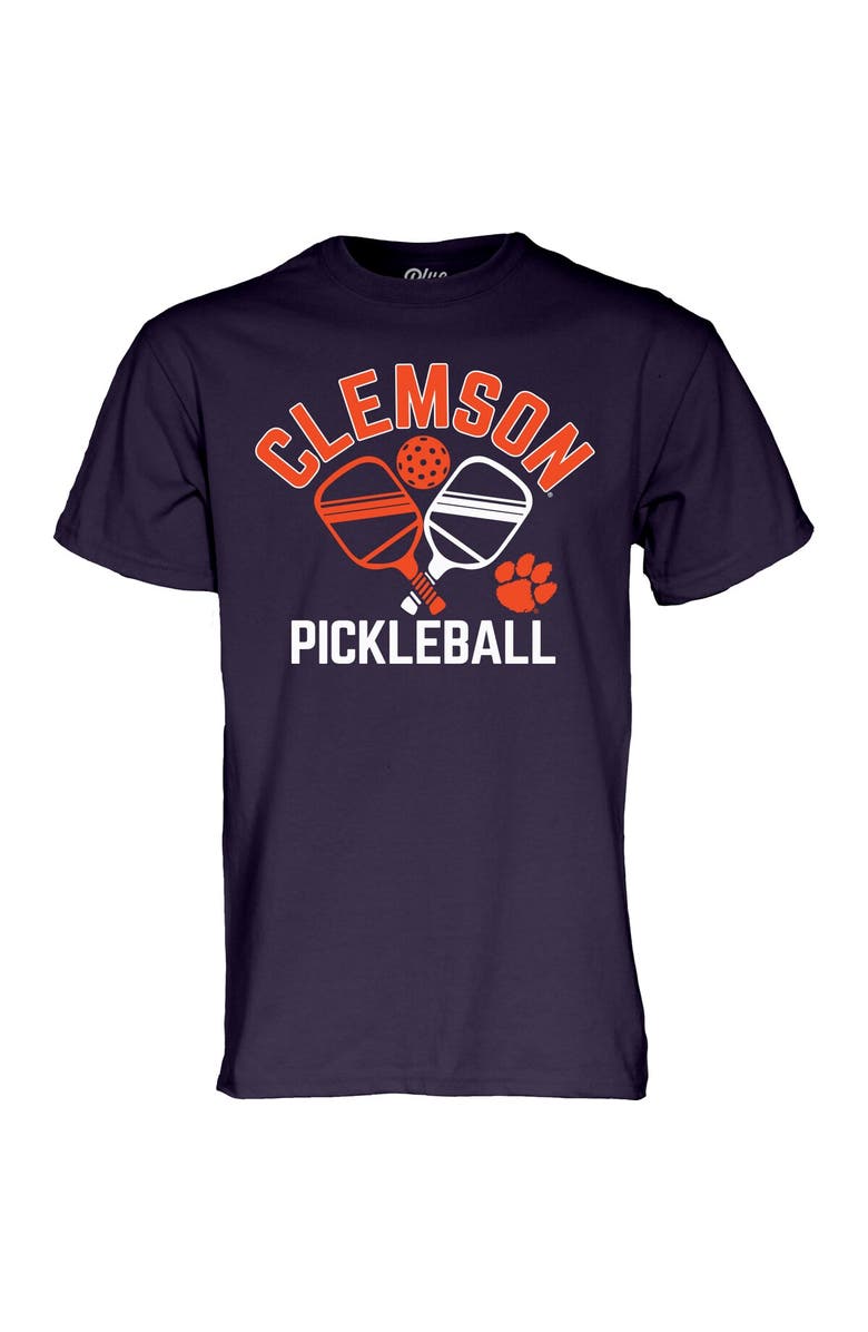 BLUE 84 Men's Blue 84  Purple Clemson Tigers Pickleball Crossed Paddles T-Shirt, Alternate, color, 