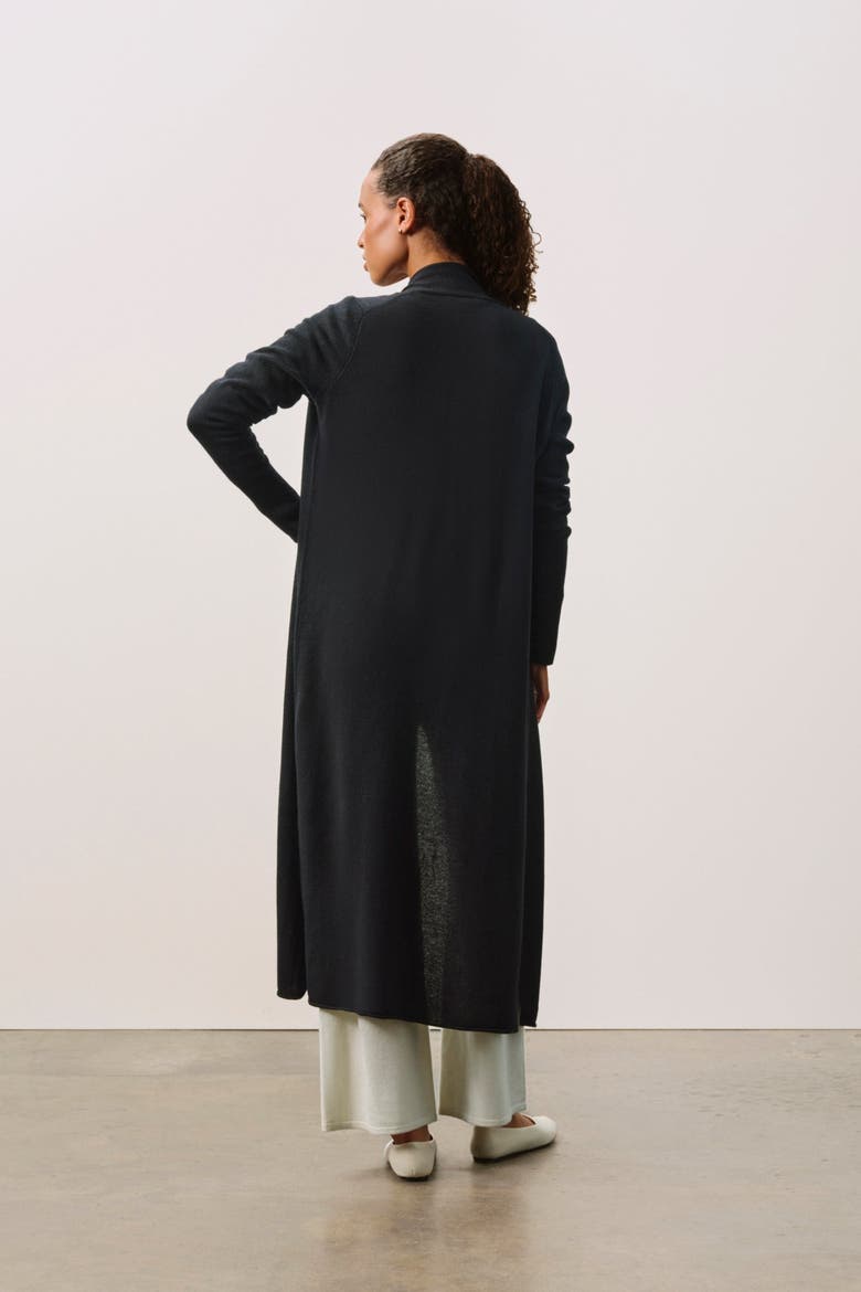 FAYE LONGLINE CASHMERE CARDIGAN, Alternate, color, Black