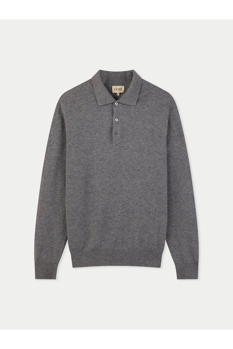 Timeless Cashmere Polo Sweater, Main, color, dim gray