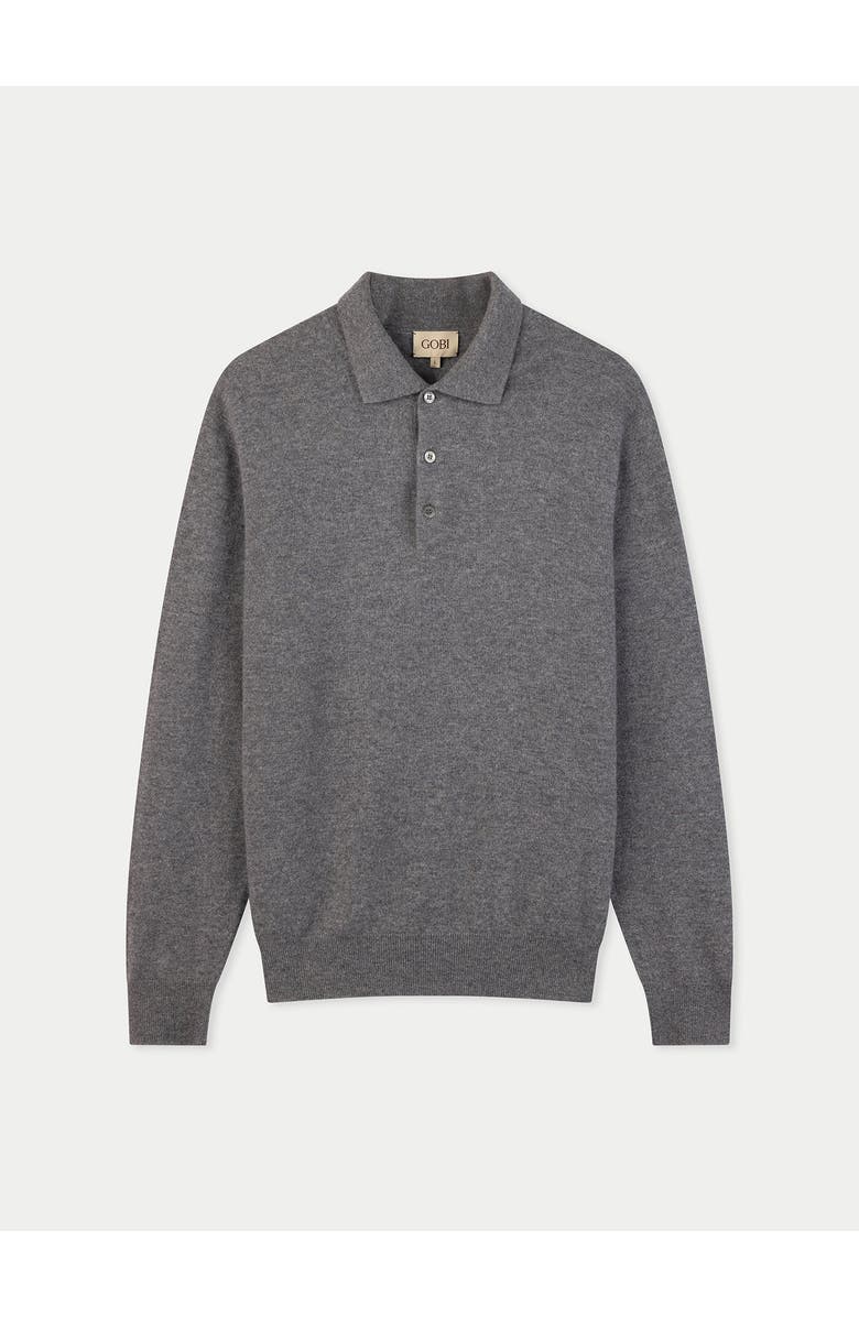 Gobi Cashmere Timeless Cashmere Polo Sweater, Main, color, Dim Gray