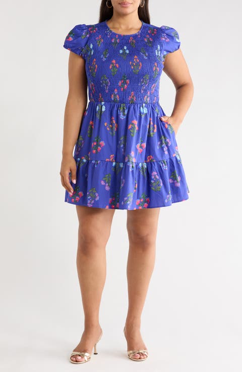 Clemen Floral Print Minidress (Plus)