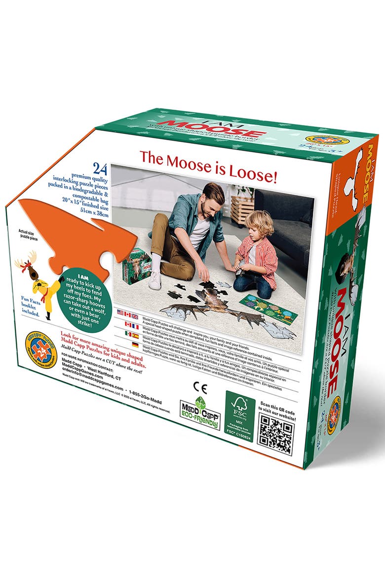 I Am Moose 24 Piece Animal Shaped Puzzle, Alternate, color, Multicolored