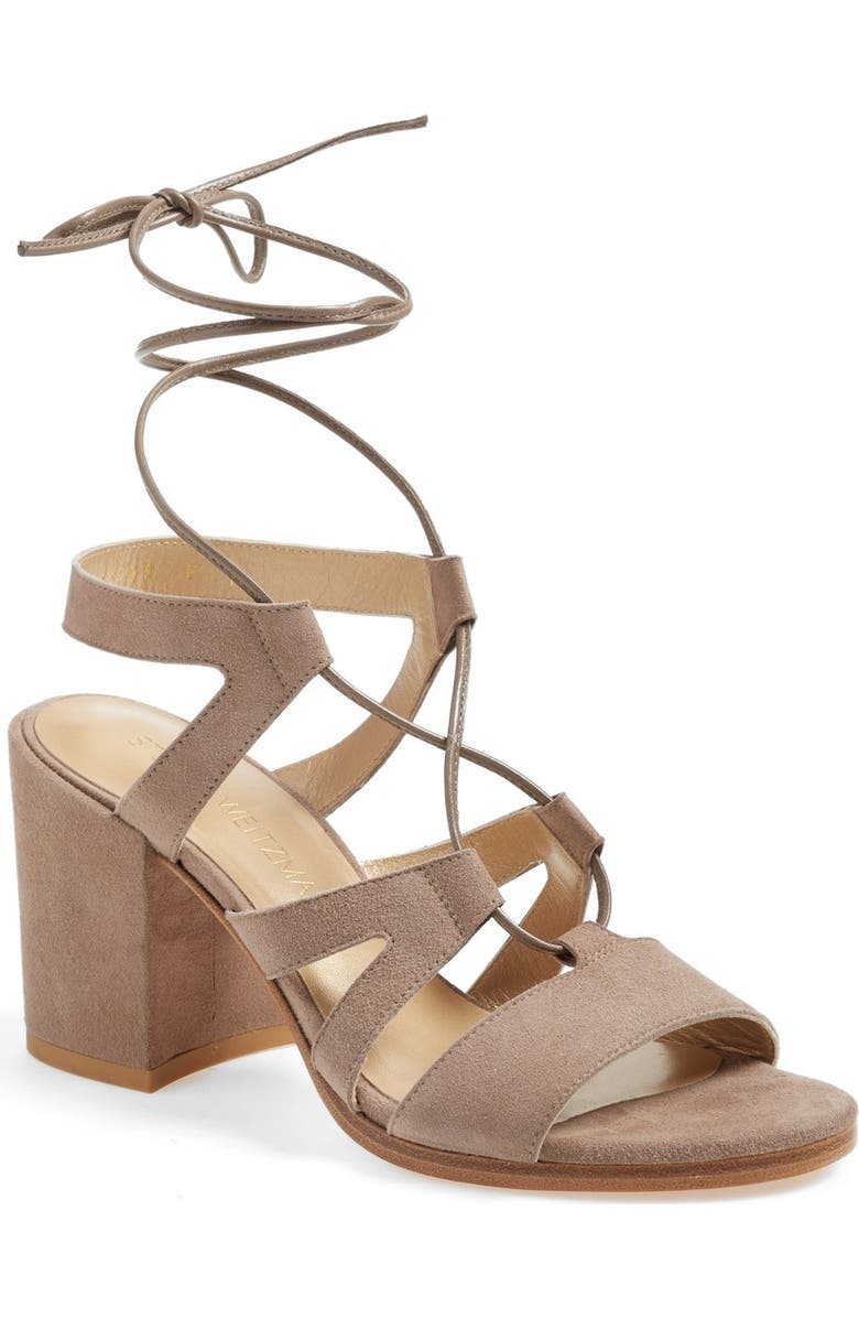 Stuart Weitzman 'Tiegirlbingo' Wraparound Lace Sandal, Main, color,