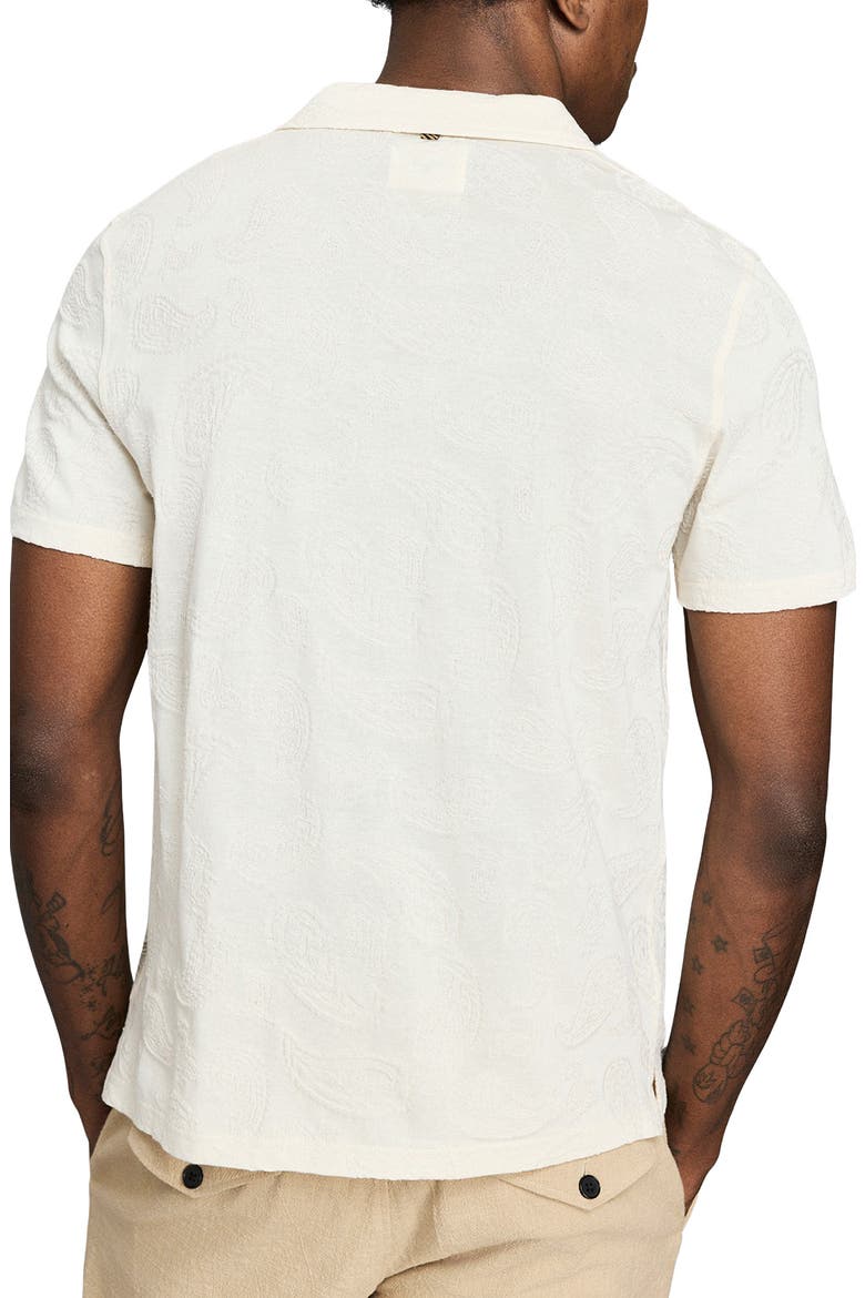 Numajiri Paisley Jacquard Cotton Camp Shirt, Alternate, color, TINTED WHITE