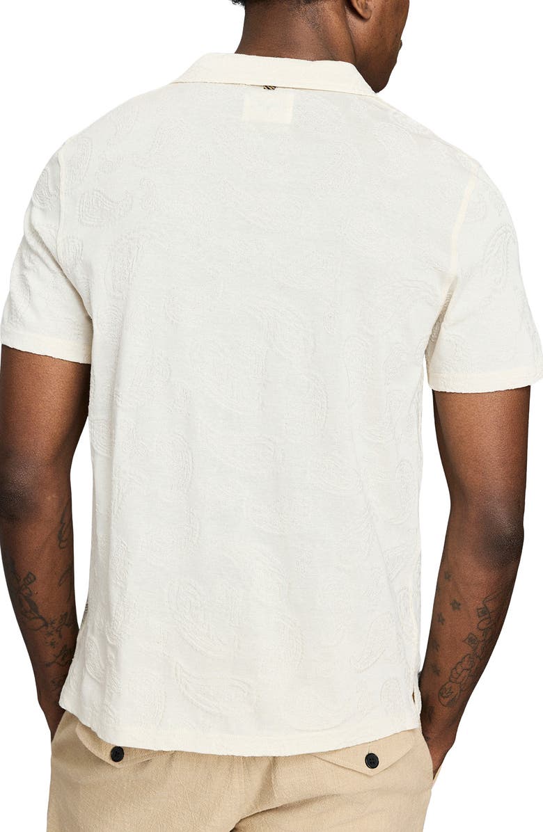 Billy Reid Numajiri Paisley Jacquard Cotton Camp Shirt, Alternate, color, Tinted White