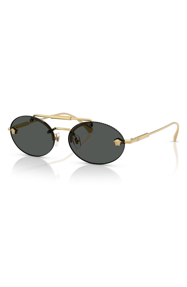 Versace 56mm Oval Sunglasses, Alternate, color, Gold / Dark Grey