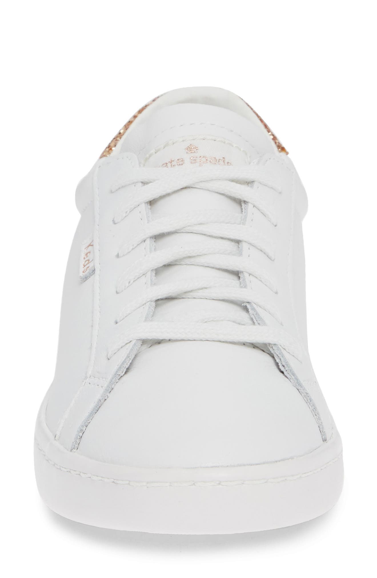 Keds® for kate spade new york ace glitter sneaker, Alternate, color, WHITE/ ROSE GOLD