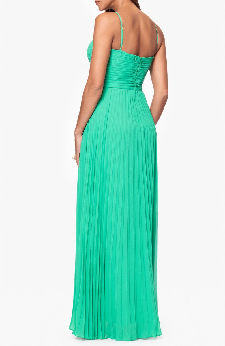 Xscape Evenings Pleated Chiffon Gown, Alternate, color, Emerald