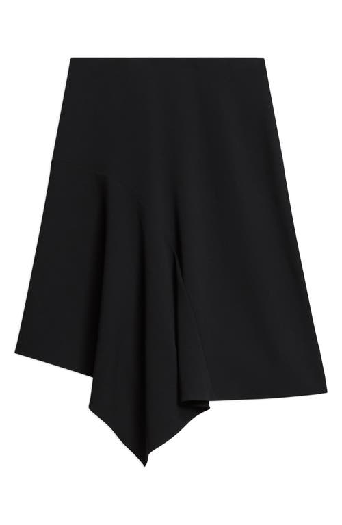 Theory Asymmetric Draped Paneled Crepe Skirt In Black