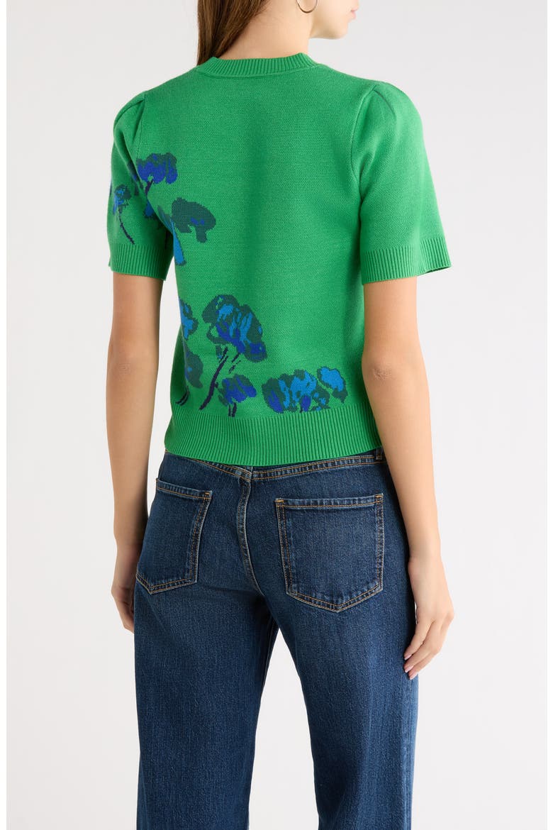 Kersey Floral Short Sleeve Sweater, Alternate, color, KELLY-GREEN