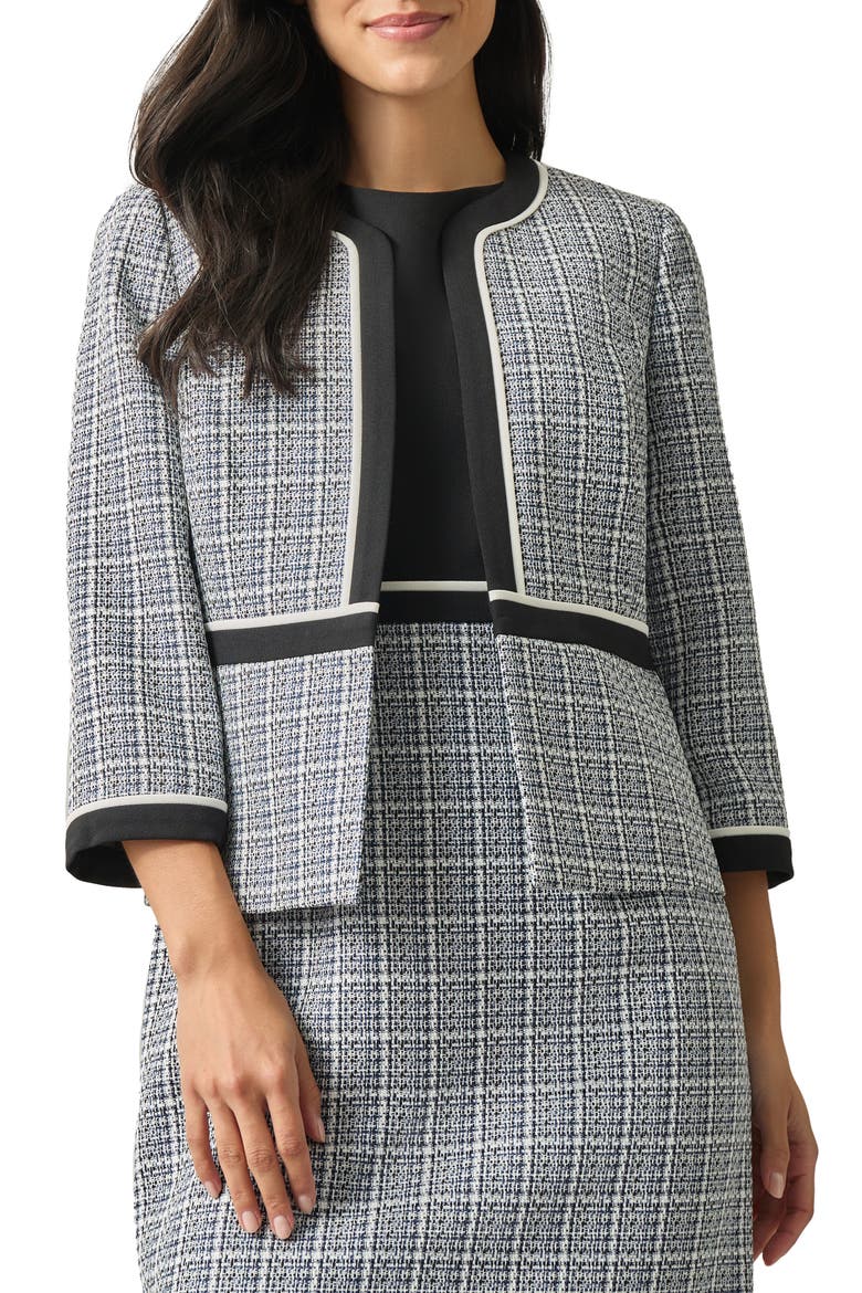 Solid Trim Tweed Cardigan, Main, color, ROYAL SIGNATURE