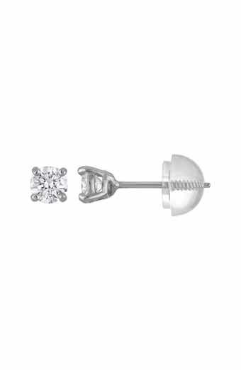 FZN Kids' 14K Gold Lab Grown Diamond Solitaire Stud Earrings