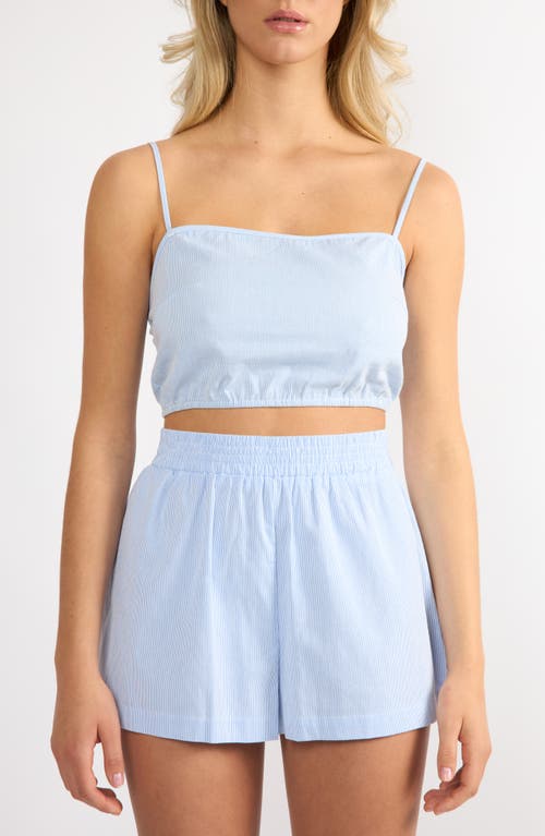 Viens Avec Moi Everyday Stripe Cotton Mini Top In Blue