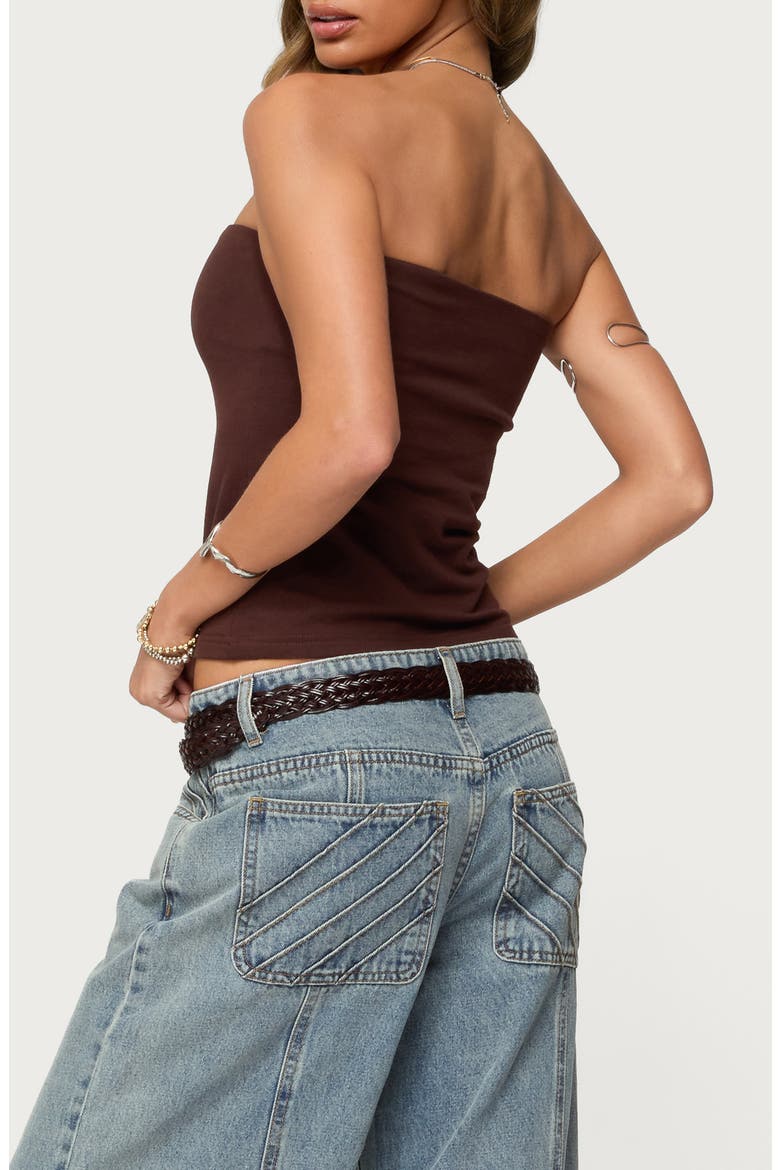 Shelf Bra Stretch Cotton Tube Top, Alternate, color, BROWN