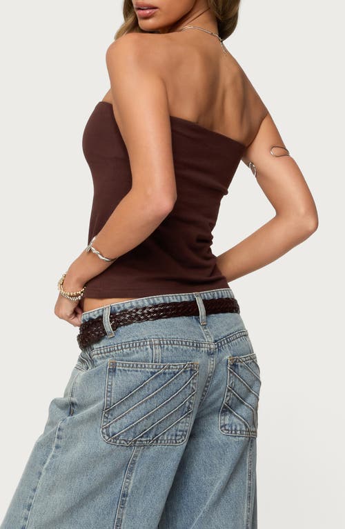 Edikted Shelf Bra Stretch Cotton Tube Top In Brown