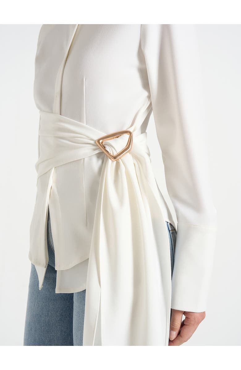 Manière De Voir Fia Wrap Shirt With Hardware Detail, Alternate, color, White
