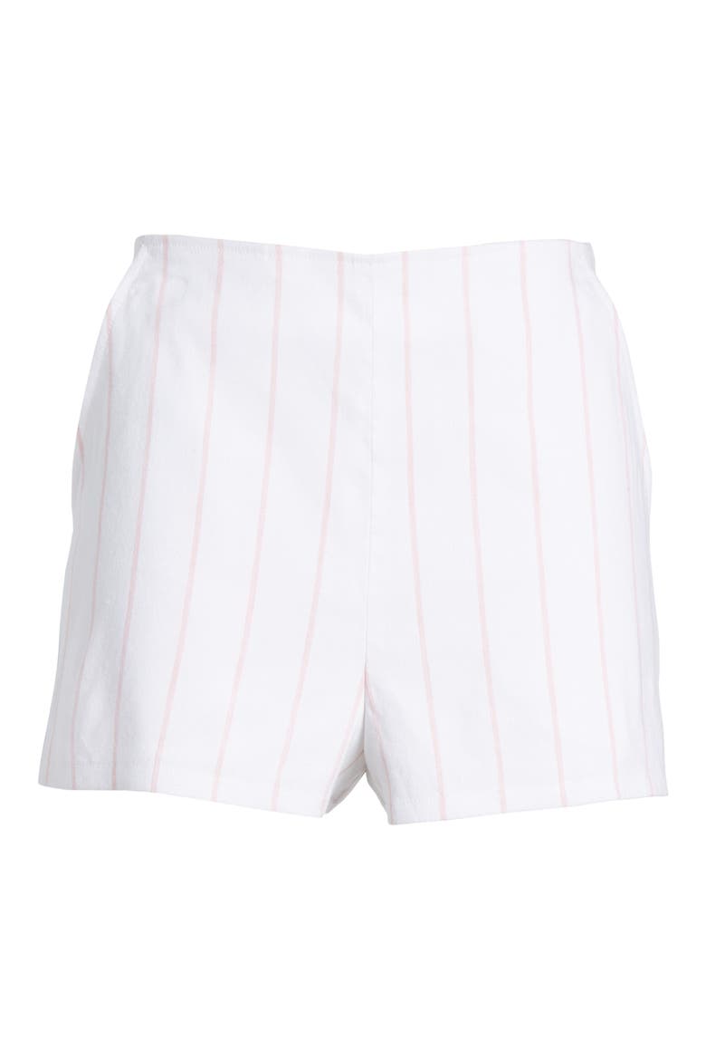 High Waist Linen Blend Shorts, Alternate, color, WHITE RETRO STRIPE