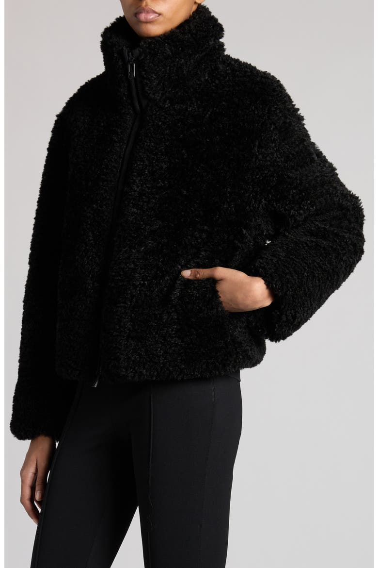 Bridoire Faux Shearling Bomber Jacket, Alternate, color, BLACK