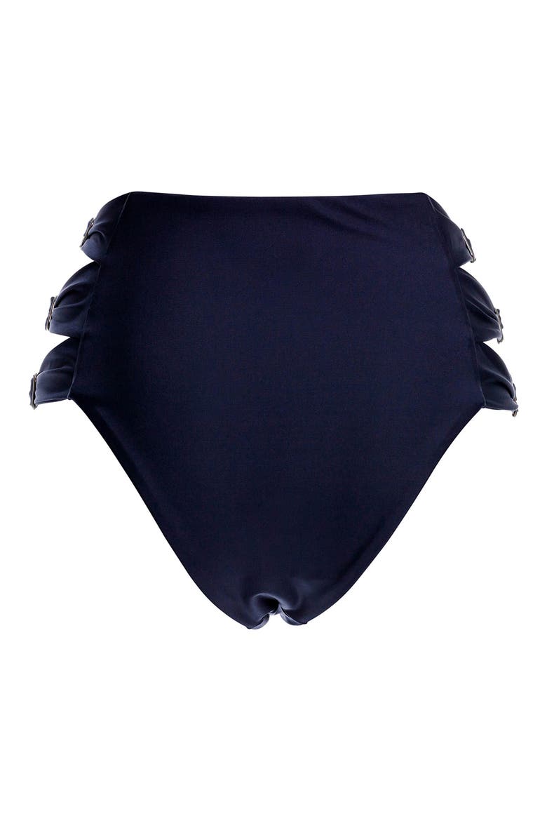 Willa Reversible High Waist Bikini Bottoms, Alternate, color, NAVY BLUE