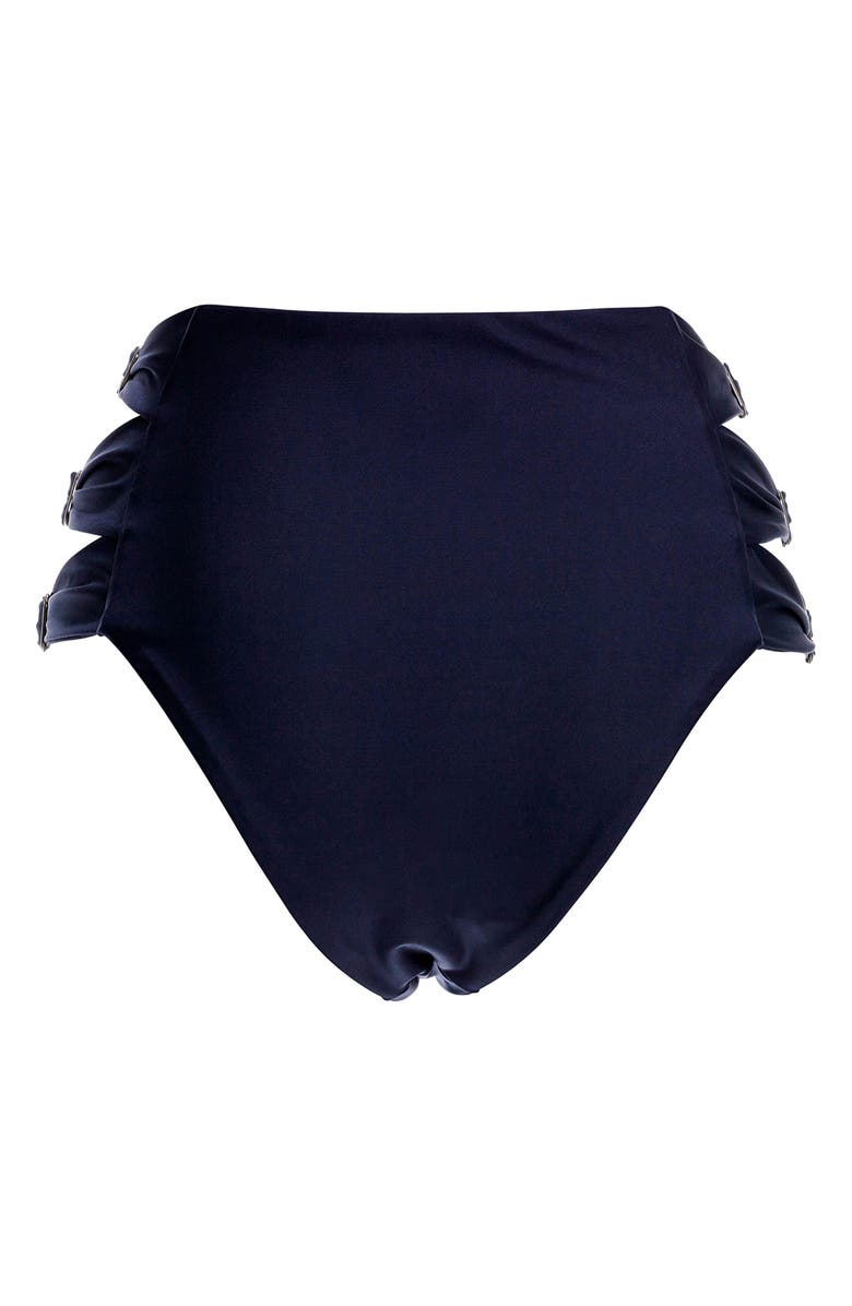 Agua Bendita Willa Reversible High Waist Bikini Bottoms, Alternate, color, Navy Blue