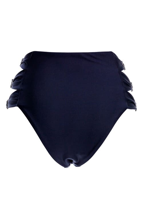 Agua Bendita Willa Reversible High Waist Bikini Bottoms In Blue