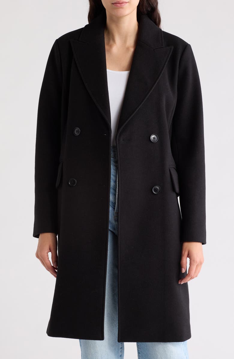 BCBGeneration Peak Lapel Double Breasted Coat, Alternate, color, 