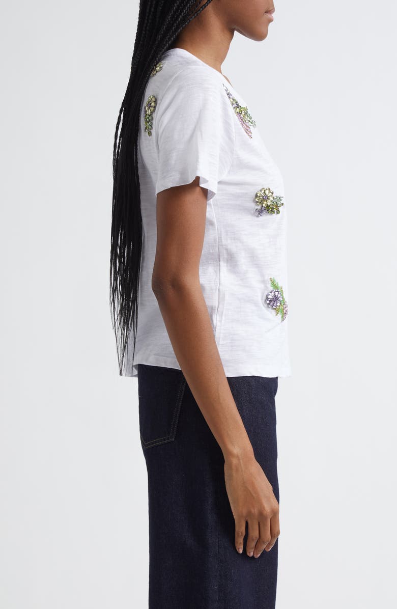 Cinq à Sept Ivy Floral Crystal Cotton T-Shirt, Alternate, color, 