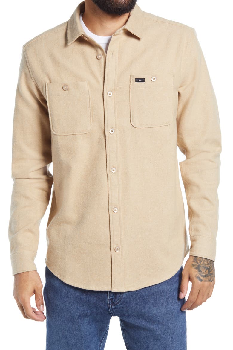 Harvest Regular Fit Flannel Button-Up Shirt, Alternate, color, KHAKI