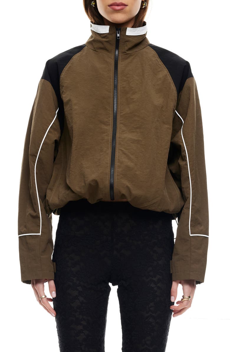 LIONESS Shoreline Colorblock Windbreaker Jacket, Main, color, Safari