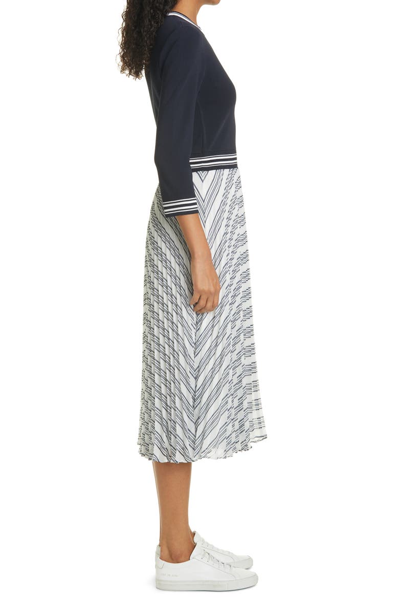 Faustaa Three Quarter Sleeve Midi Dress, Alternate, color, NAVY