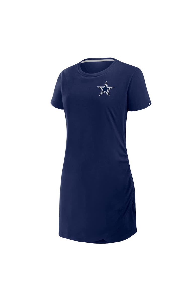 FANATICS Women's Fanatics Navy Dallas Cowboys Ruched Drape T-Shirt Dress, Alternate, color, Navy