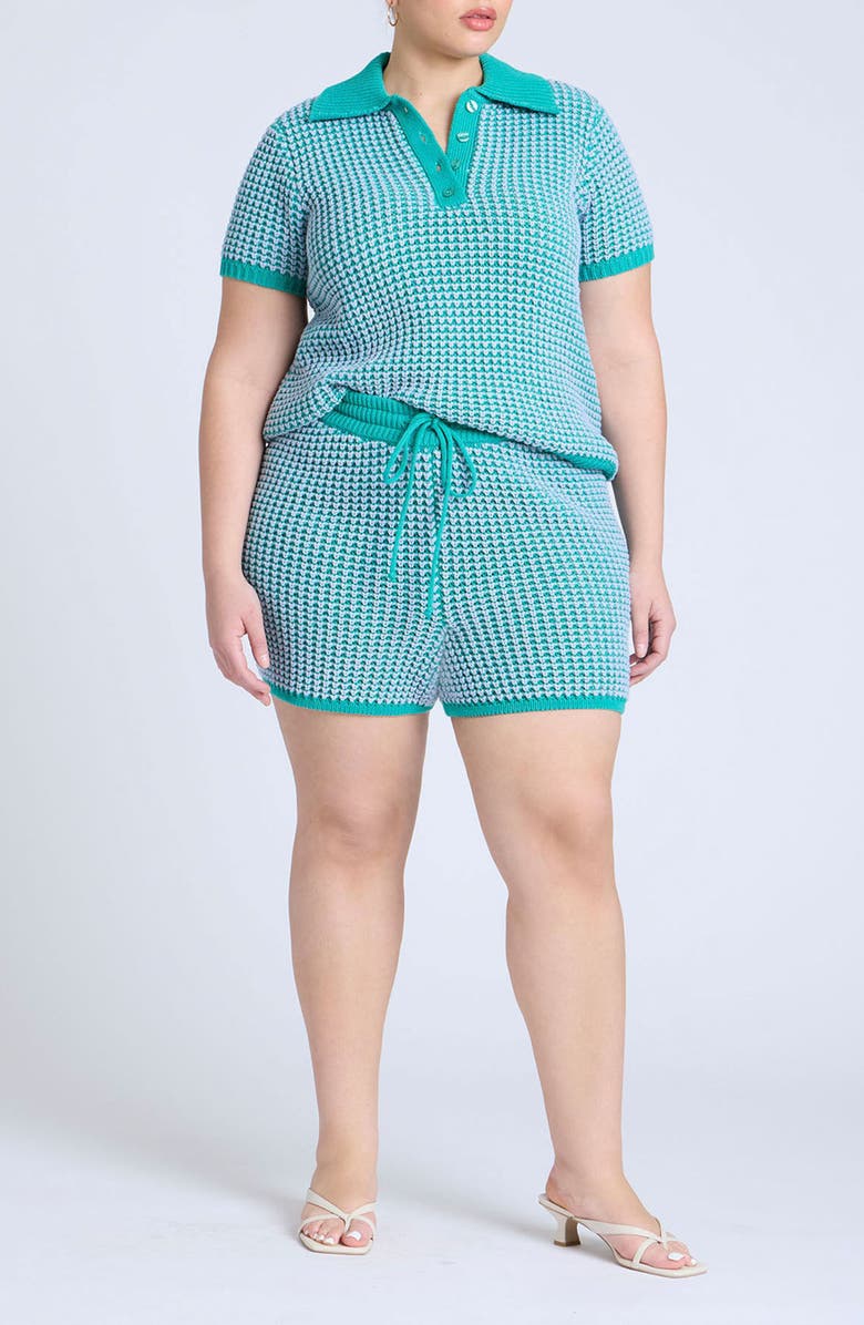 ELOQUII Tie Waist Knit Short, Alternate, color, 