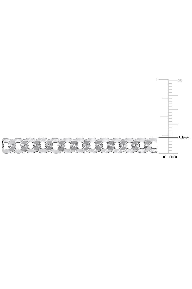 Flat Curb Link Chain Necklace, 5.3mm, Alternate, color, SILVER