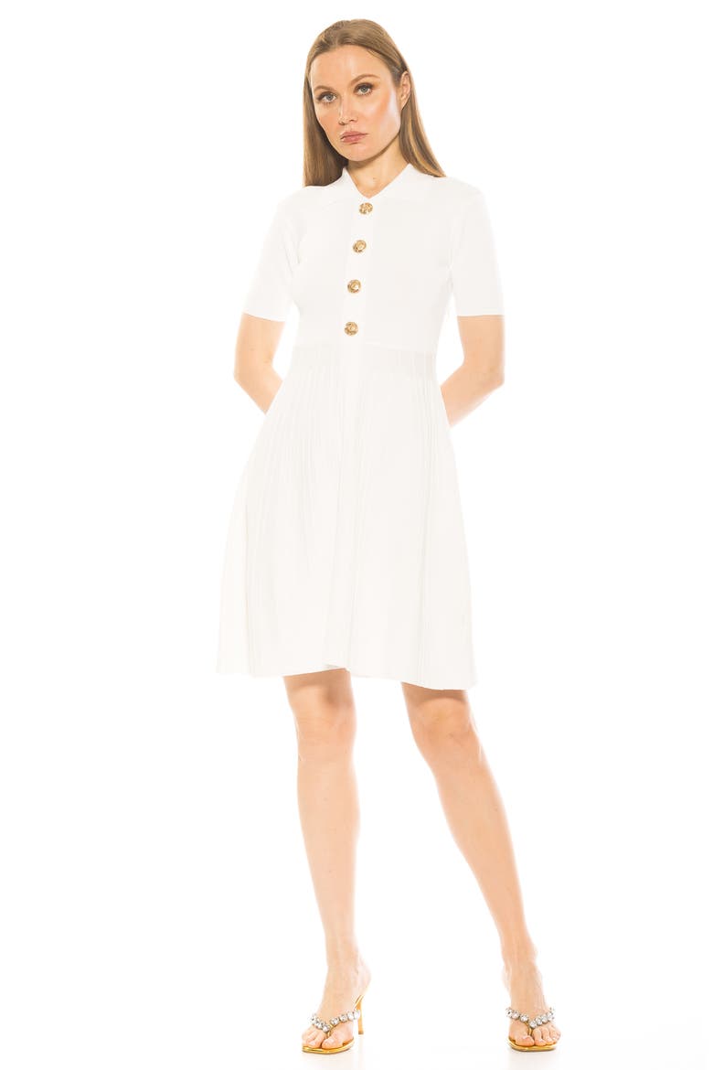 Soren Short Sleeve Fit & Flare Sweater Dress, Alternate, color, IVORY