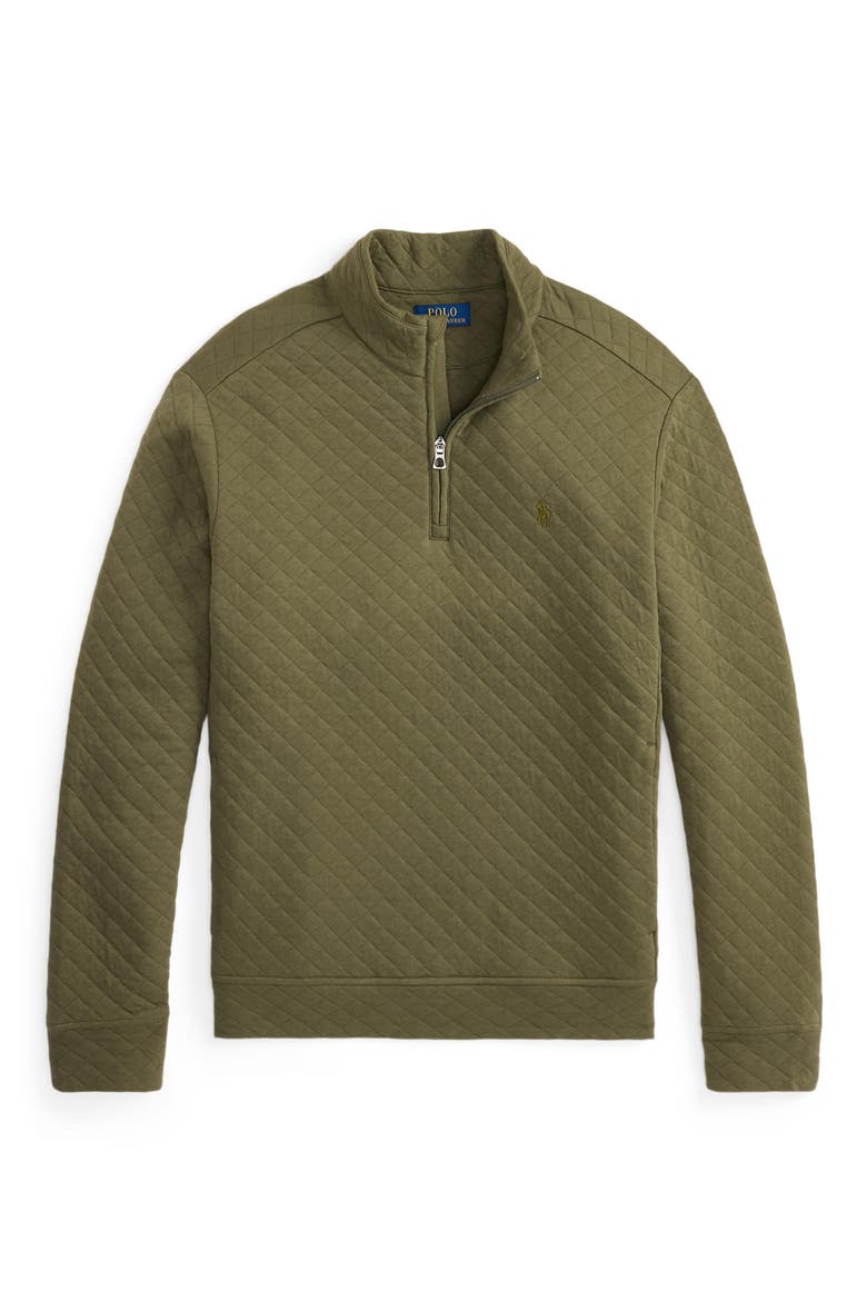 Quilted Quarter Zip Pullover, Alternate, color, GREEN