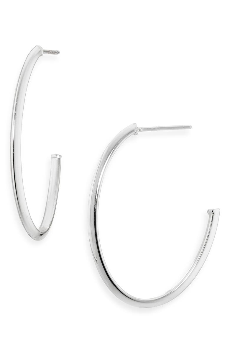 ARGENTO VIVO Knife Edge Oval Hoop Earrings, Main, color, Silver