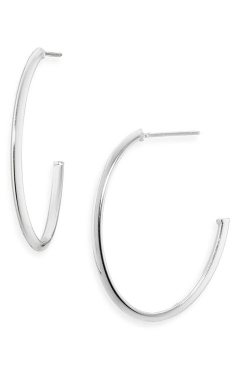 Knife Edge Oval Hoop Earrings